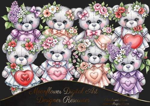 Heart Purse Bears Clipart
