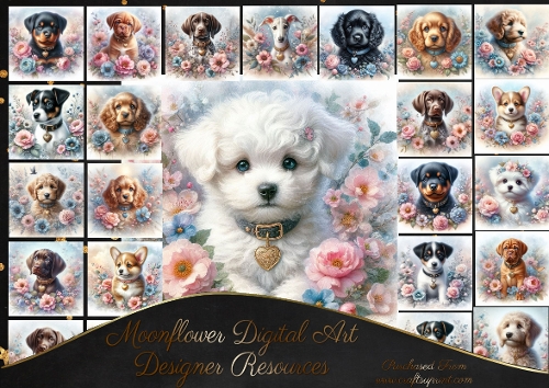Floral hearts pups 1