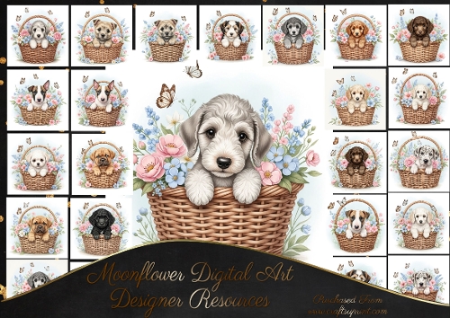Sweet floral puppy basket 1