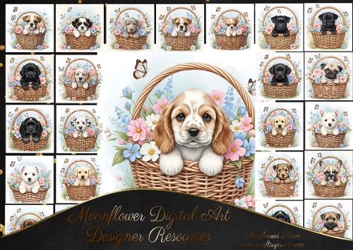 Sweet floral puppy basket 4