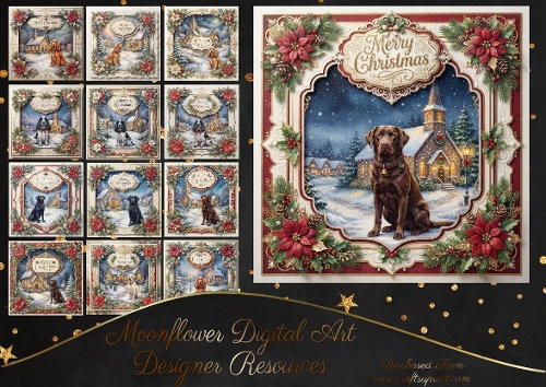 Festive Christmas dogs 7X7 CUSTOMER REQUEST 
