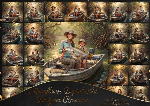 Aussie fishing  mum and girls 