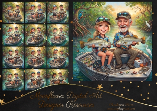 Aussie fishing  girl with grandad 
