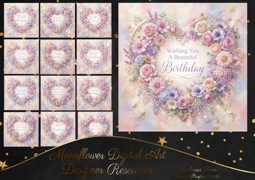 Birthday floral hearts