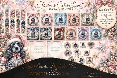 Christmas spaniel 6x6  kit CUSTOMER REQUEST 