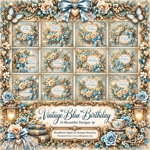 Vintage blue Birthday 