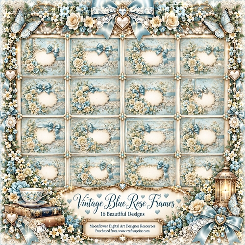 Vintage  blue rose blank fronts 