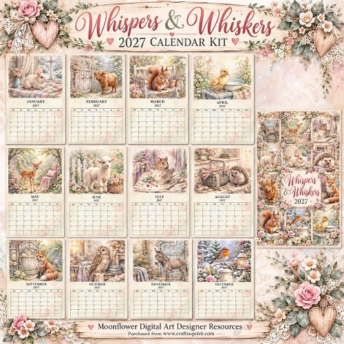 Whispers & Whiskers — 2027 Calendar Kit
