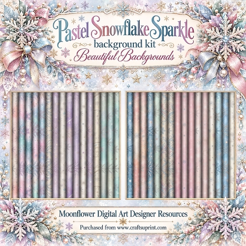 Pastel snowflake sparkle background kit 
