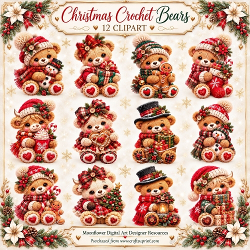 Christmas crochet bear clipart 