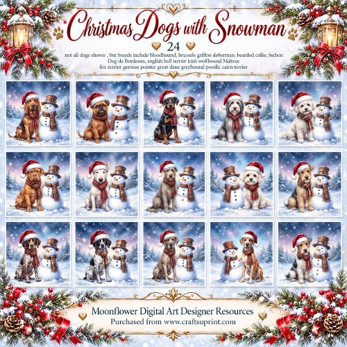 Christmas dogs with snowmen 1