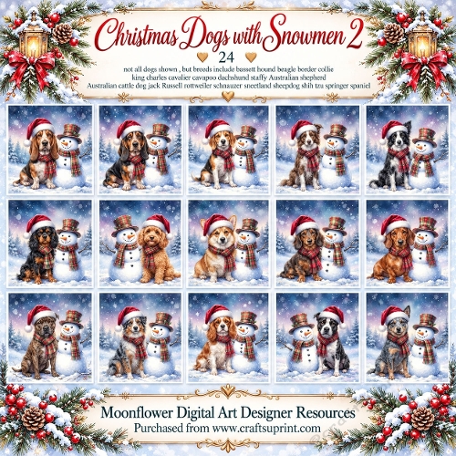Christmas dogs with snowmen 2