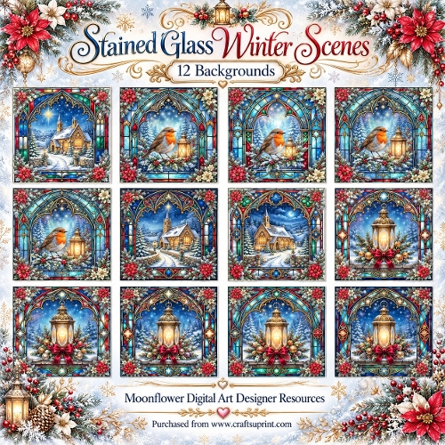 Stained glass winter scenes 