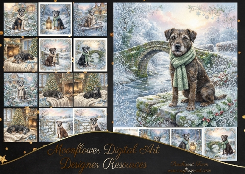 Silver Whiskers & Winter Wishes patterdale 2 plus bonus matching backgrounds