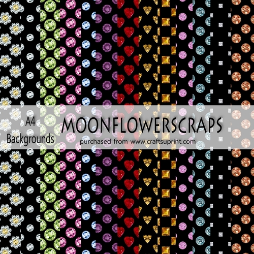 Jewelled A4 background papers set of 13