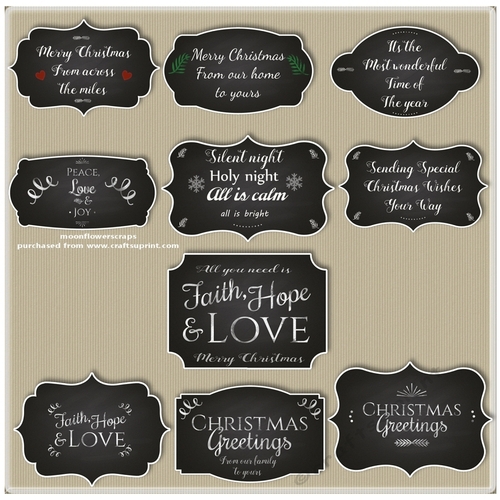 Christmas greetings black board chalk effect tags 