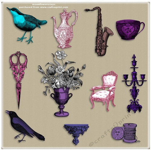 Vintage coloured clipart
