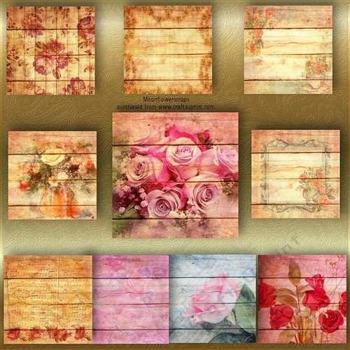 8x8 Vintage wooden floral backgrounds