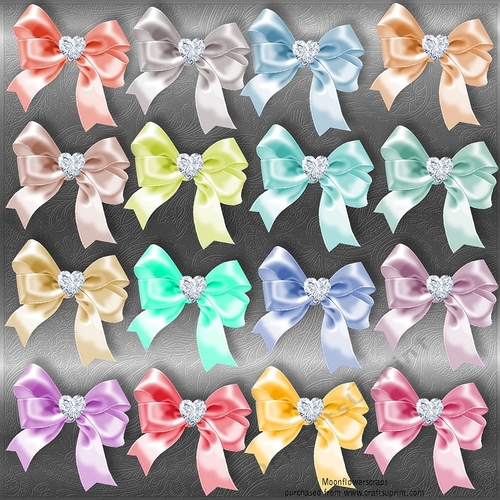 Diamond heart bows