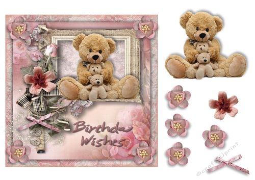 7x7 Birthday wishes teddy bears 