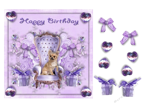 7x7 Happy birthday purple puppy 