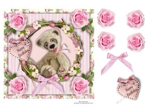 7x7 Rose Birthday Bear