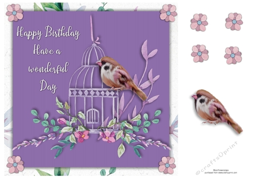 8x8 Floral Birthday Birdy 