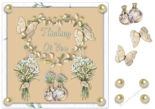 8x8 Floral Butterfly   thinking of you 
