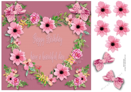 8x8 Pink beautiful Birthday wishes 