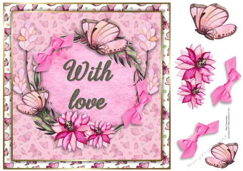 8x8 Pink Butterfly With love 