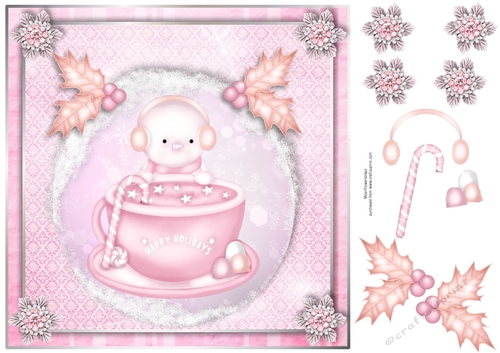 8x8 Pink Happy Holidays 