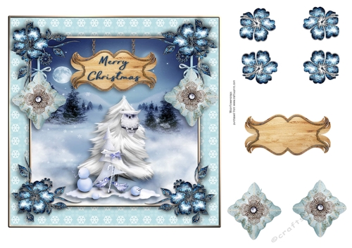 7x7 Snowy Merry Christmas 