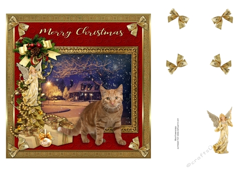  7x7 Merry Christmas Cat 1