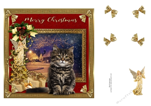  7x7 Merry Christmas Cat 6