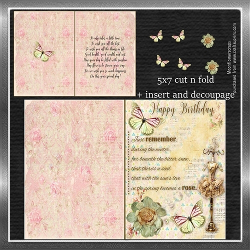 5x7  Butterflies  Birthday  Cut and Fold Mini Kit 