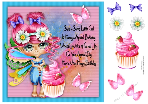 8X8 Sweet Little Girl Birthday 