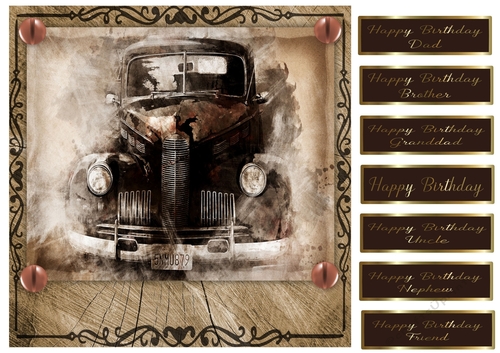 8x8 Old Car Birthday 