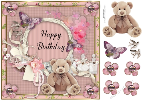 8x8 Teddy Birthday Wishes 
