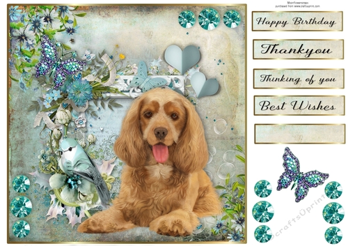 8x8 Teal Garden Pup Cocker Spaniel 