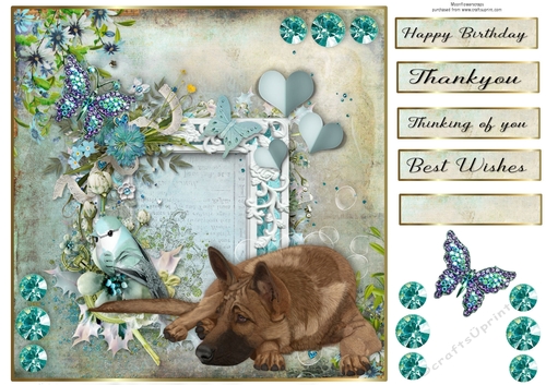 8x8 Teal Garden Pup German shepherd