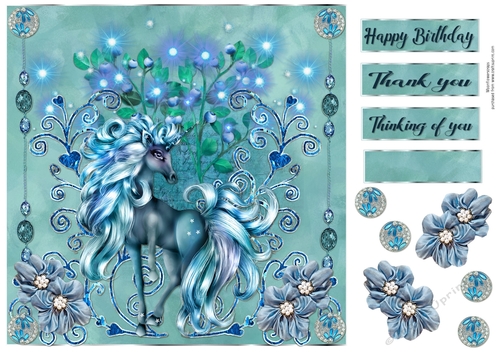 8x8 Unicorn Blue Sparkle