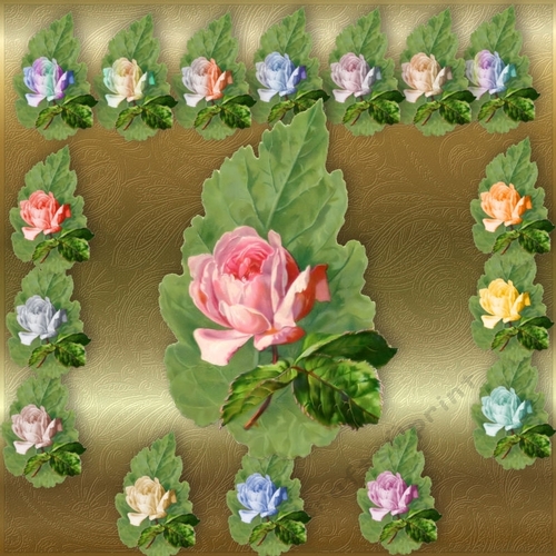 Vintage Floral Leafy Roses