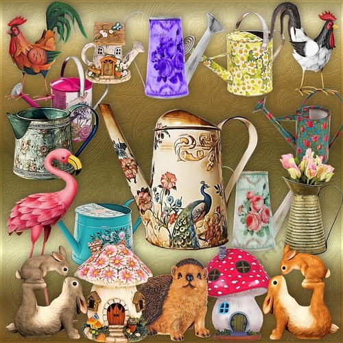 Watering Cans/Ornaments Designer Stash 