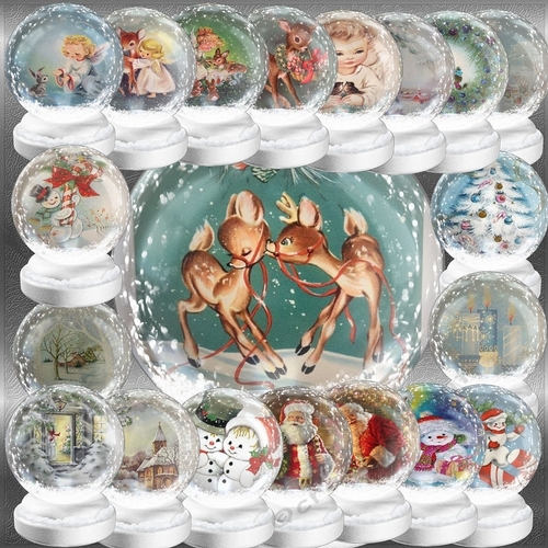 white Snowy Christmas Globes 