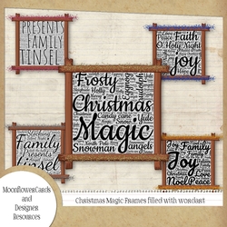 Magic Christmas Wooden Wordart Frames