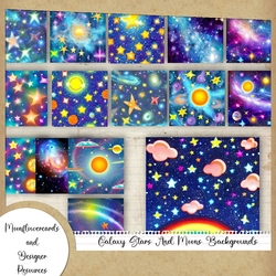 Galaxy Moons and Stars Background Kit