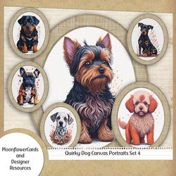 Quirky Canvas Pet Portraits Set 4