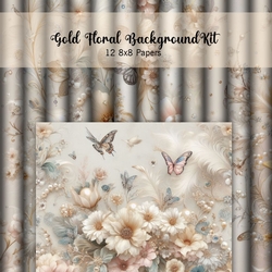 Gold Floral Background Kit