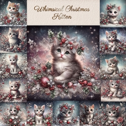 Whimsical Christmas Kitten