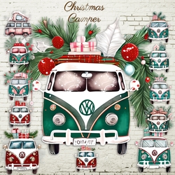 VW Christmas Camper Background Kit